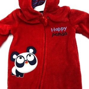 New Nuby Baby One Piece Footed Hooded 6-9 M Red